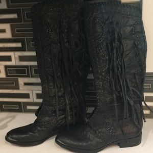 Sam Edelman  Palermo 6 1/2 black fringe boots